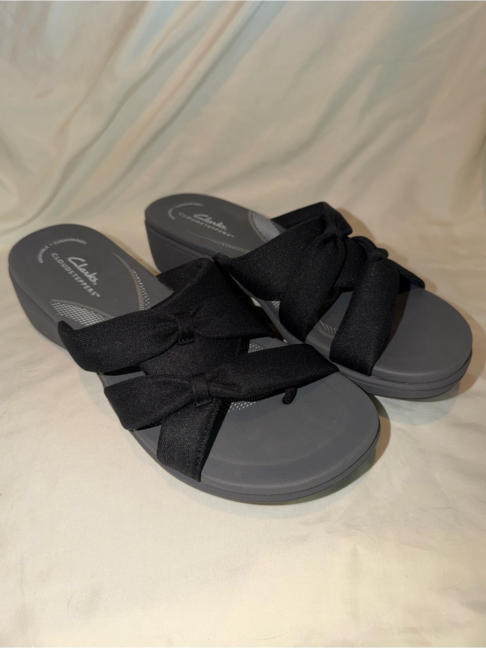 Clarks Breeze Rae Cam Black Knot Slide Sandals for‎ Women